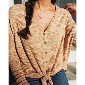 Out From Under Women's Jojo Oversized Waffle Knit Button-Front Top, Size M